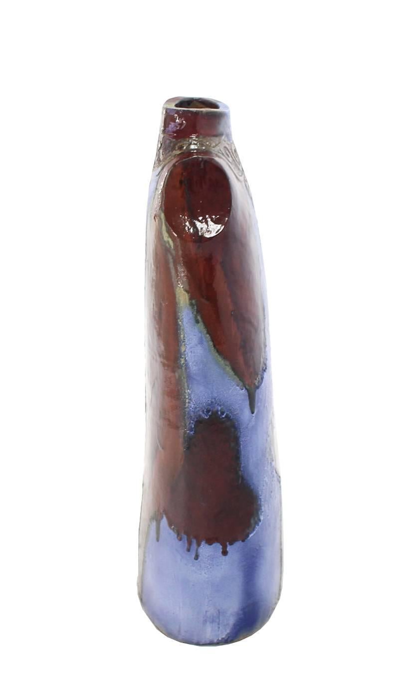 Grand vase d'art de torse de tigre en céramique émaillée et cuite à haute température Excellent état - En vente à Rockaway, NJ