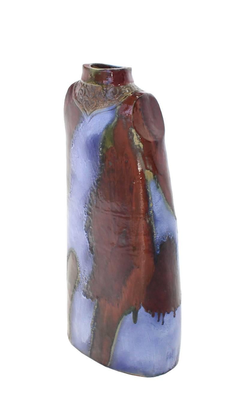 Large High Glazed Fired Ceramic Woma Torso Art Vase For Sale 2