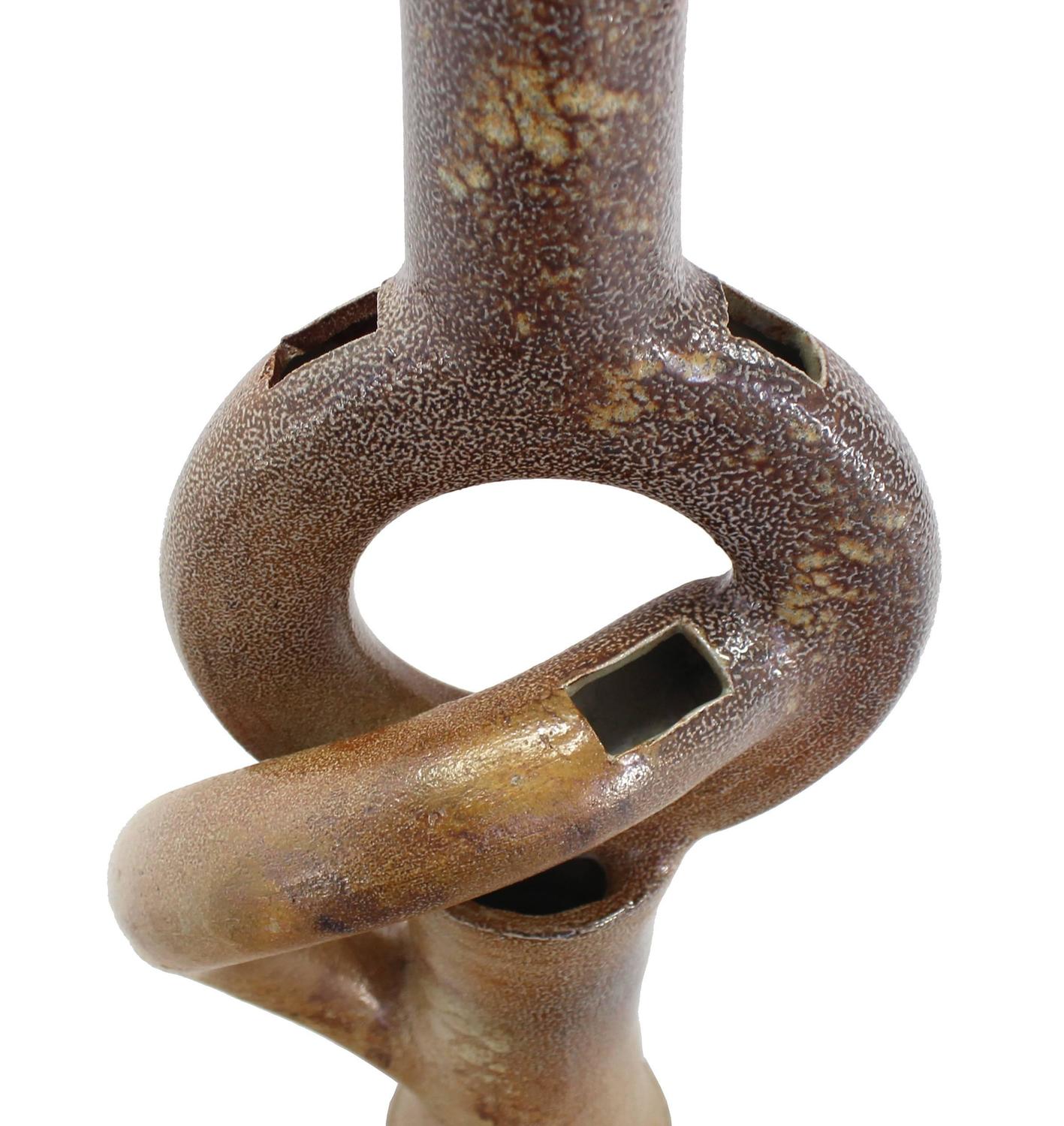 Unusual Shape Glazed Pottery Vase For Sale at 1stdibs