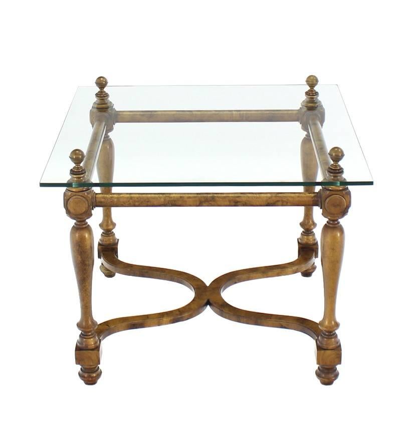 Figural Base Glass Top Side End Table  For Sale 1