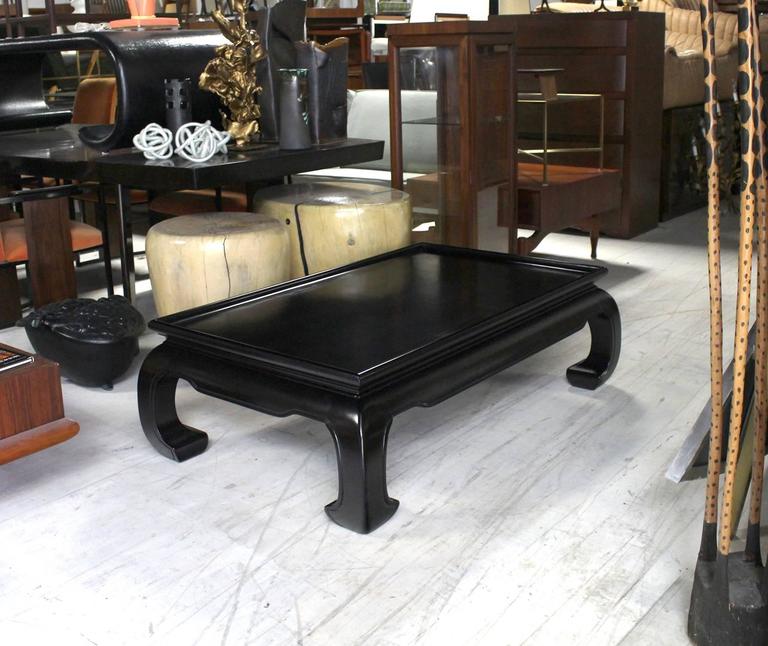 Large Black Lacquer Oriental Style Coffee Table at 1stdibs
