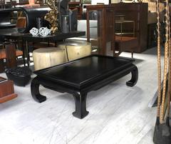 Large Black Lacquer Oriental Style Coffee Table