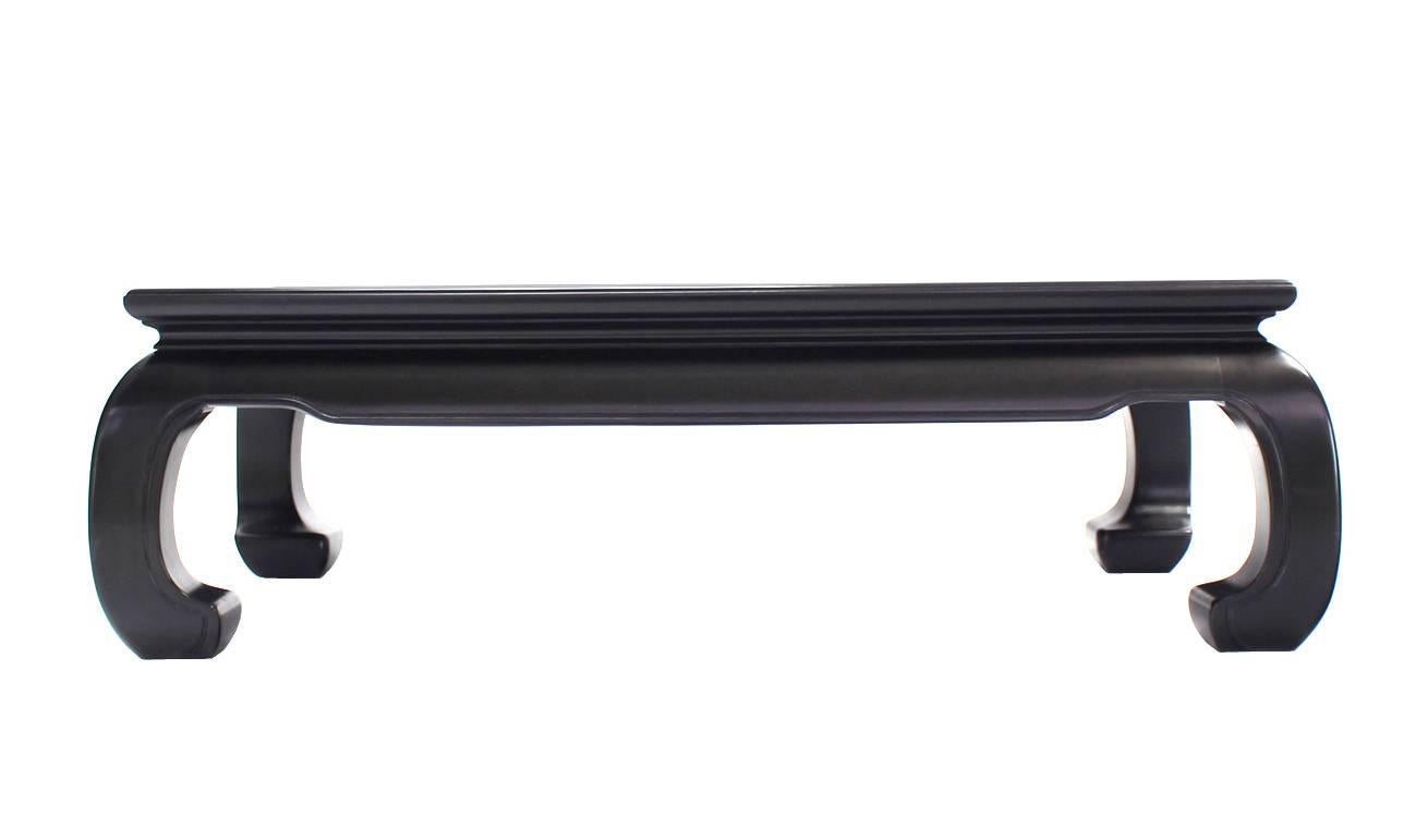 American Large Black Lacquer Oriental Style Coffee Table