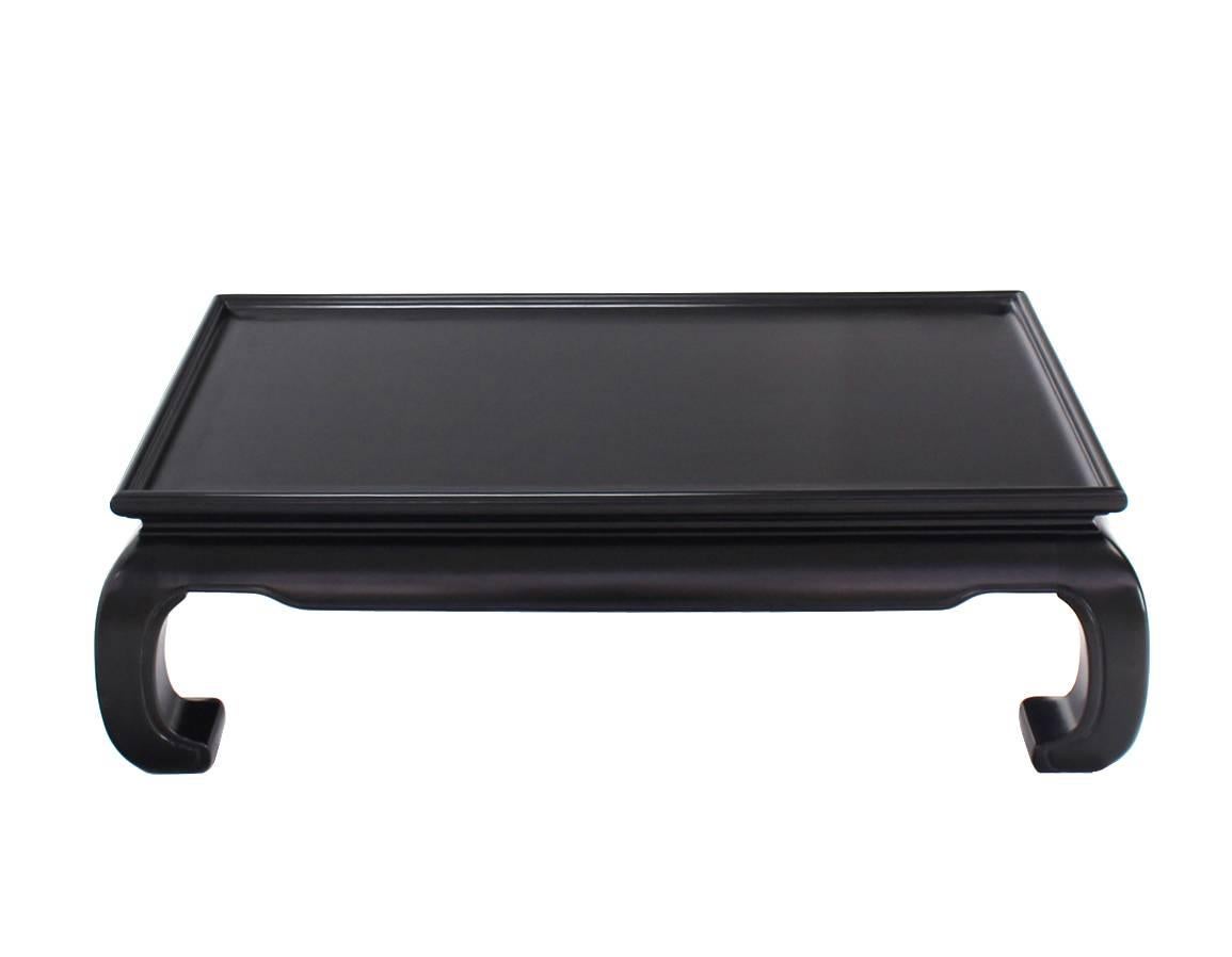 20th Century Large Black Lacquer Oriental Style Coffee Table