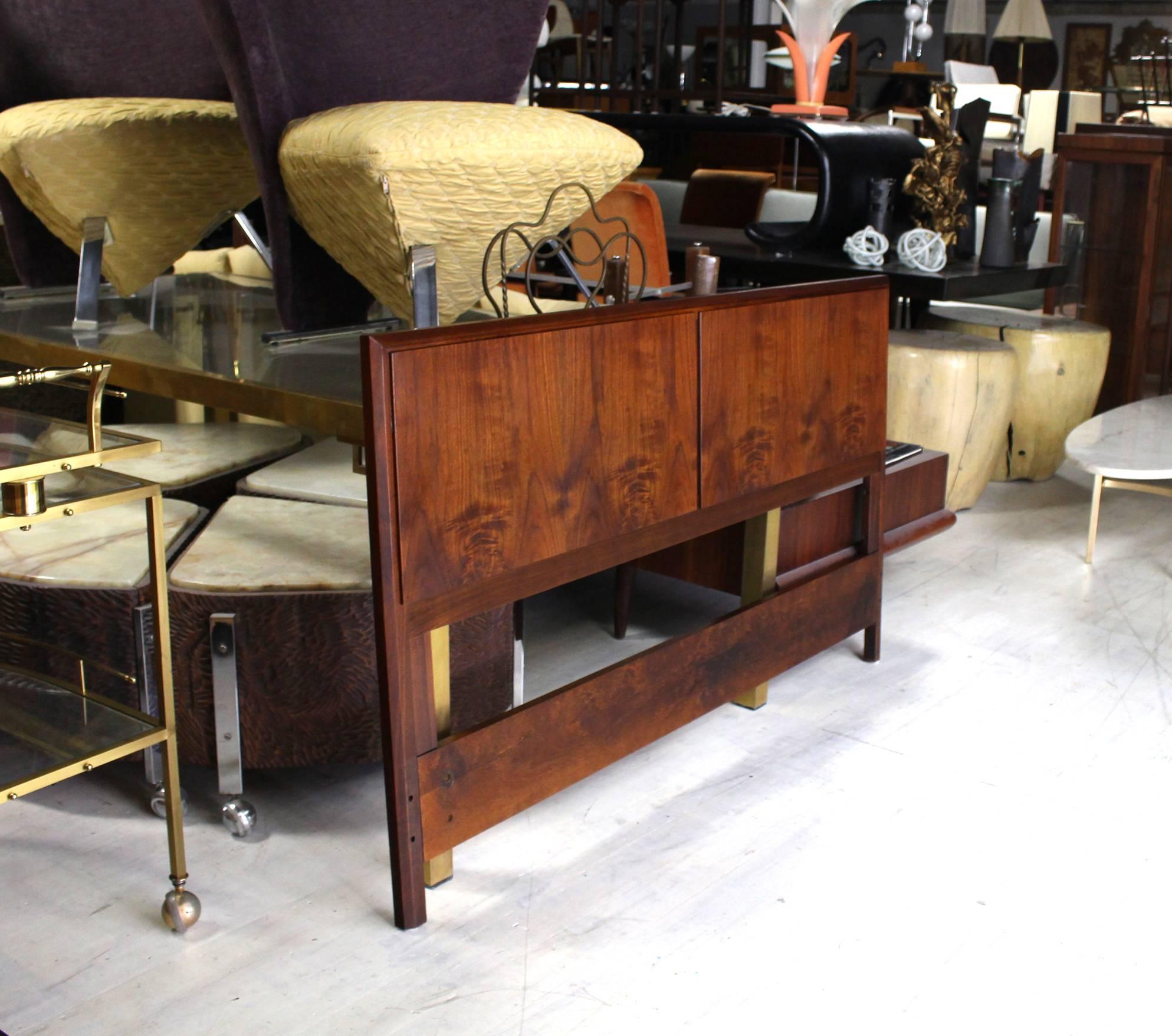 Very nice Mid-Century Modern oiled walnut headboard.