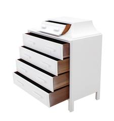 White Lacquer Pyramid Shape Bachelor Greek Key Ornament Chest