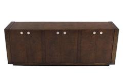 Large Dark Burl Walnut Six Door Credenza Dresser