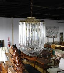 Bent Lucite Mid-Century Modern Large Light Fixture