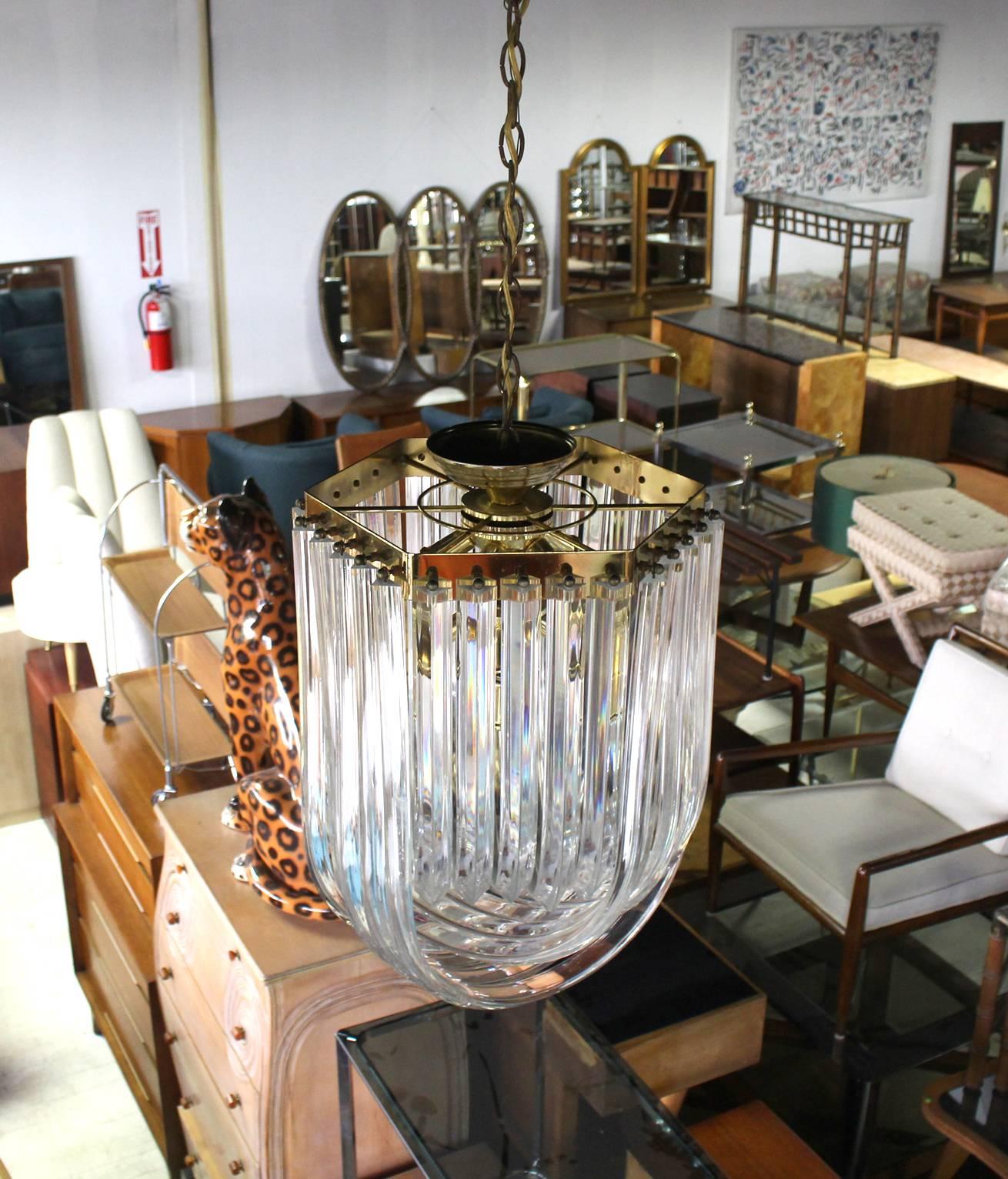 American Bent Lucite Mid-Century Modern Large Light Fixture For Sale