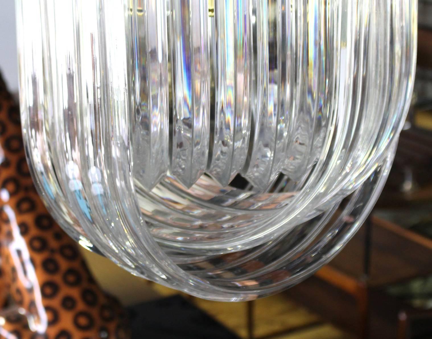 Polished Bent Lucite Mid-Century Modern Large Light Fixture For Sale