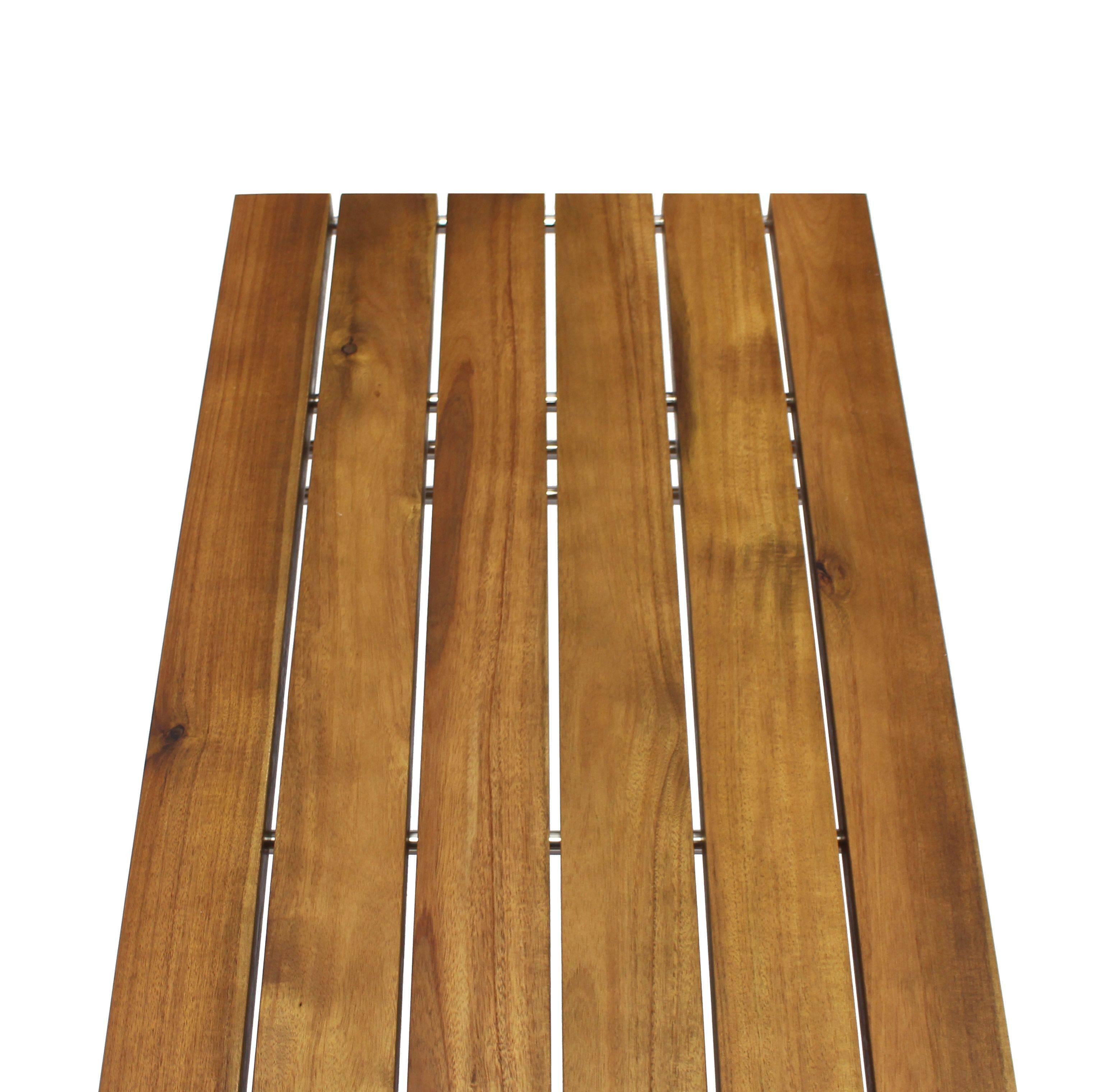 Solid Oiled Slat Wood Top Chrome Bench For Sale 1