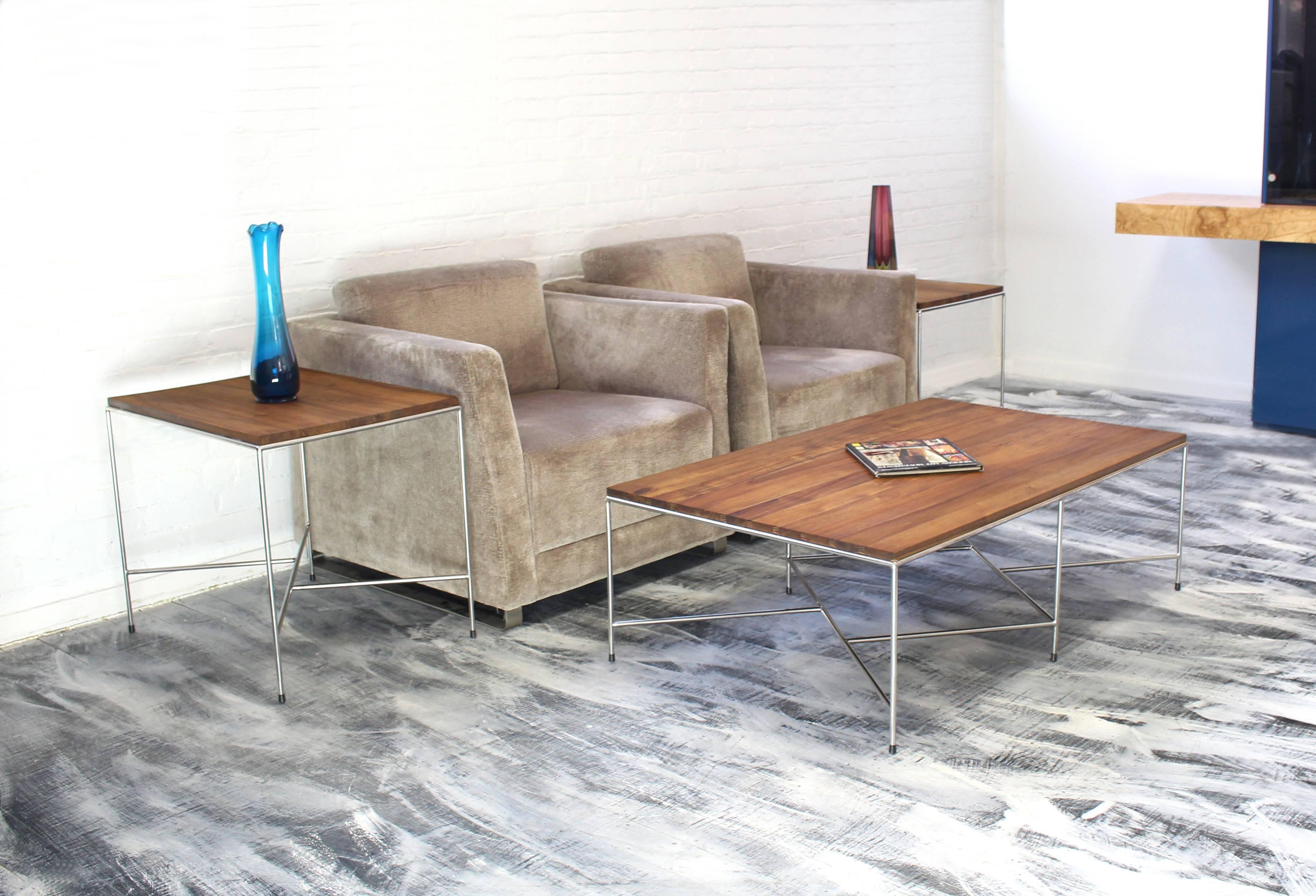 Contemporary Pair of Z-Base Side End  Occasional Table For Sale