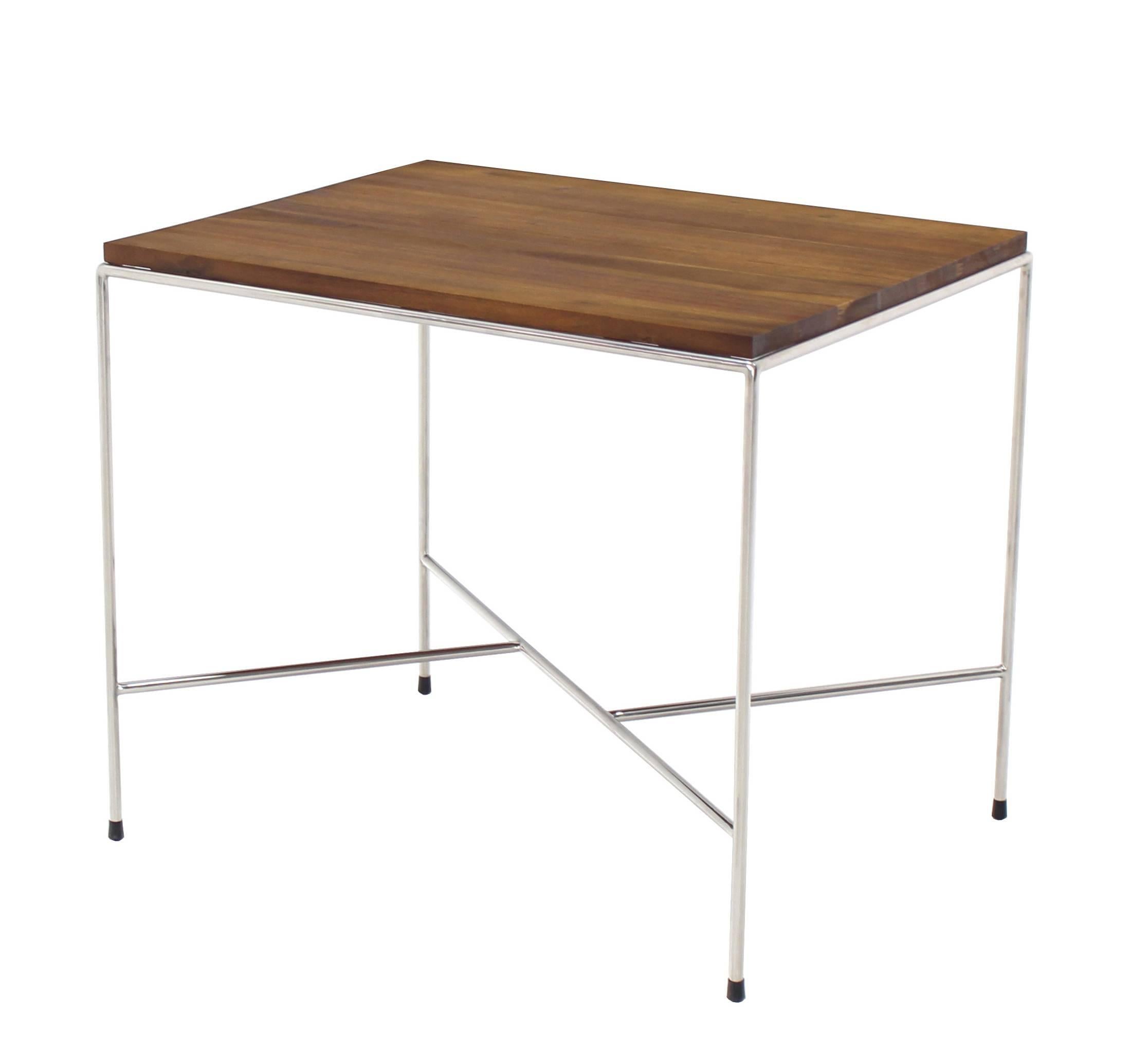 Stainless Steel Pair of Z-Base Side End  Occasional Table For Sale