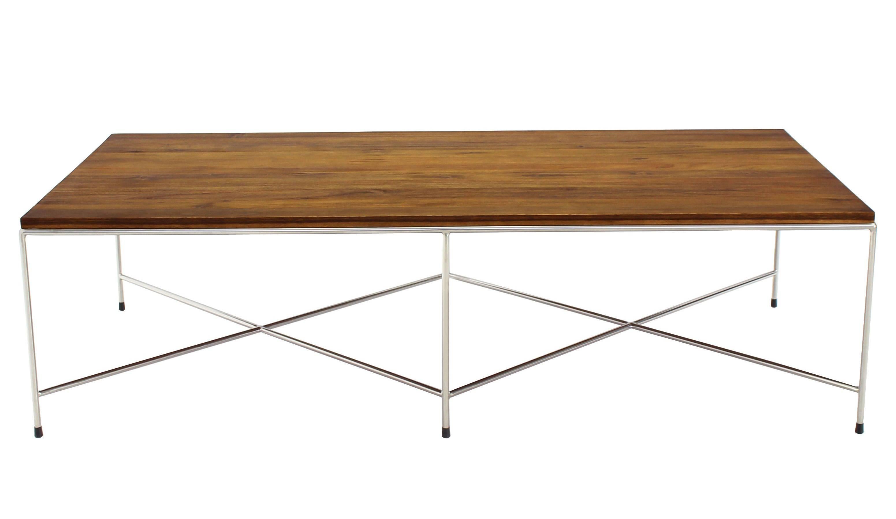 Polished Double X-Base Solid Top Chrome Base Coffee Table