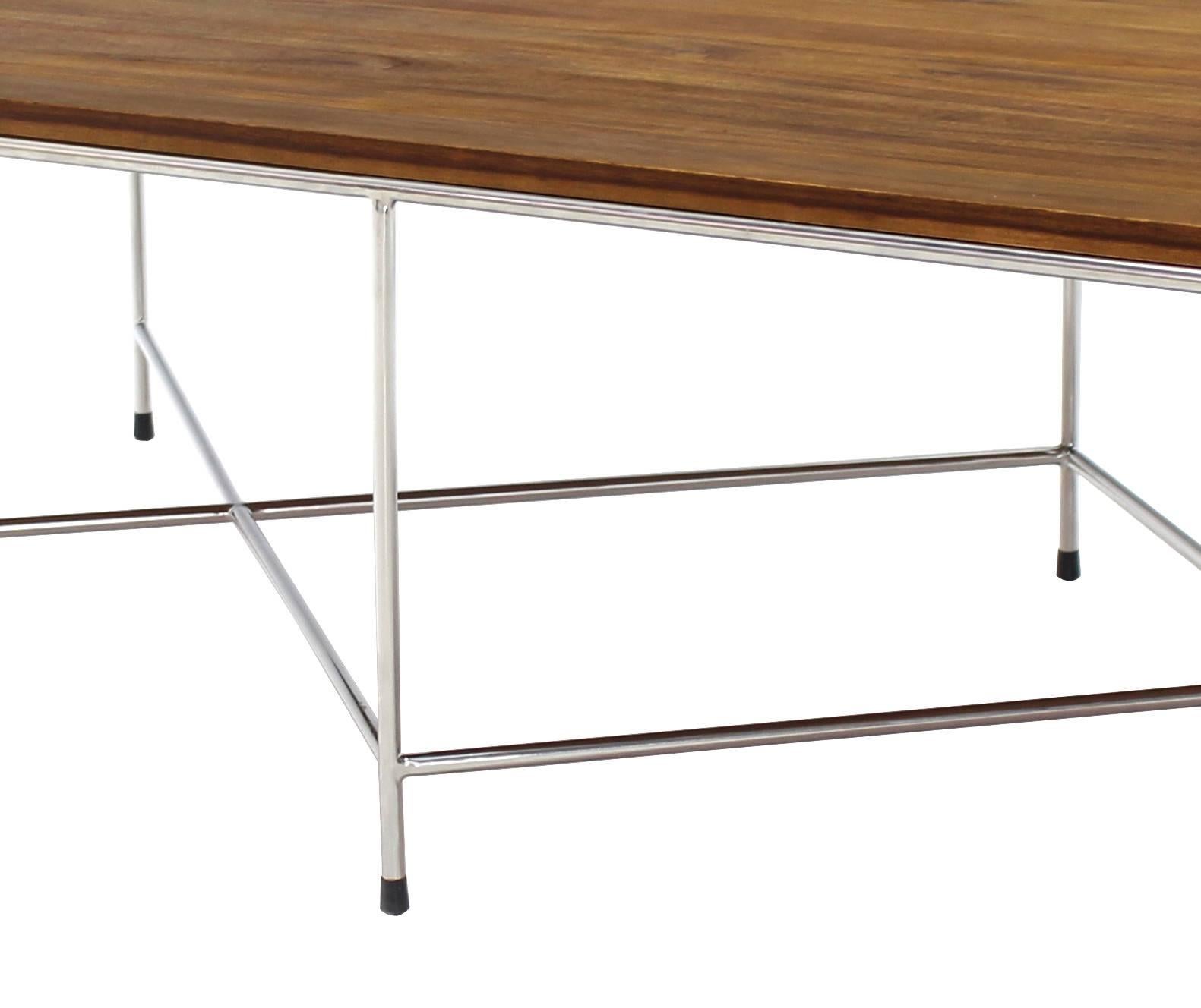 Contemporary Double X-Base Solid Top Chrome Base Coffee Table