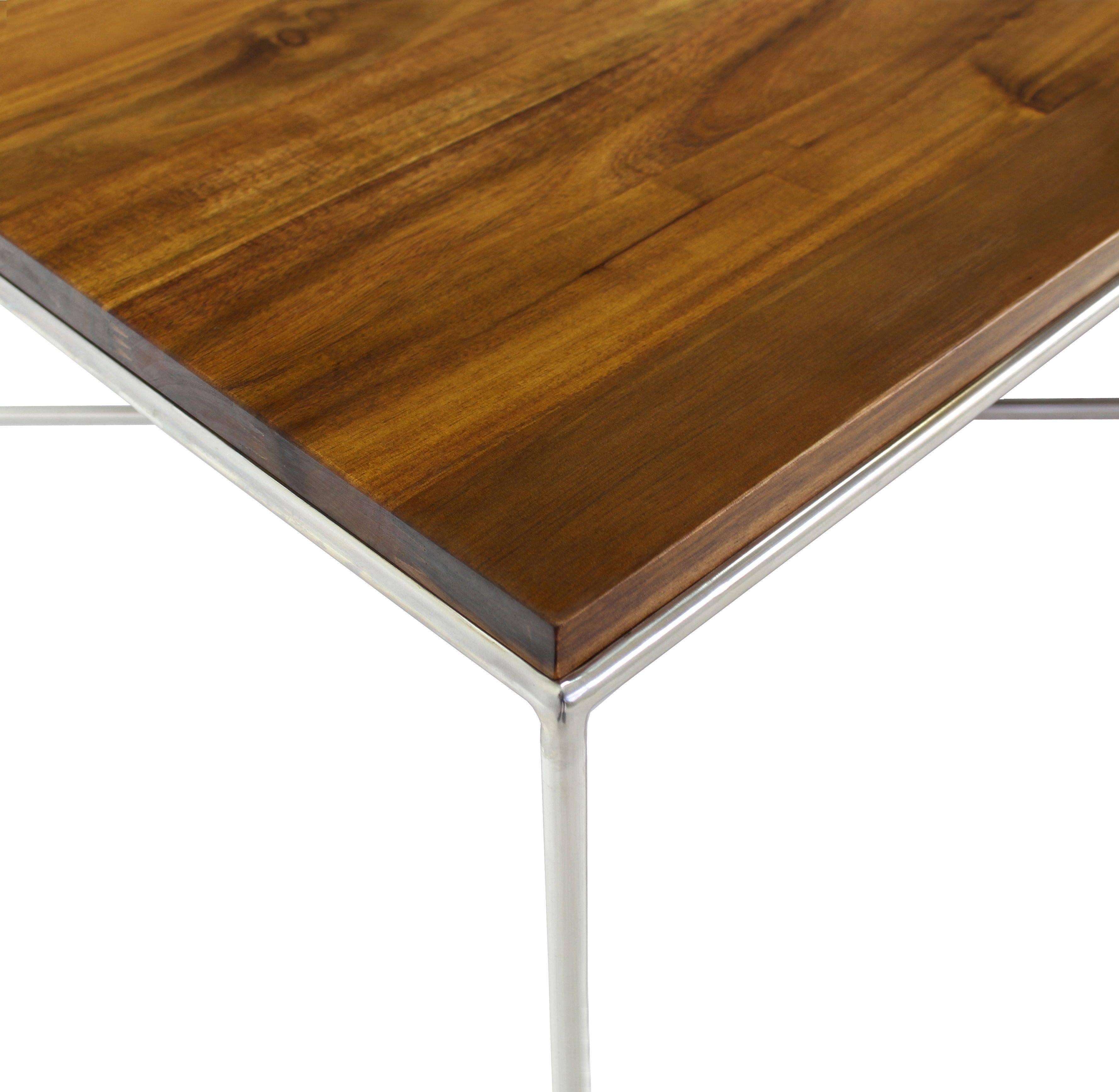 Stainless Steel Double X-Base Solid Top Chrome Base Coffee Table