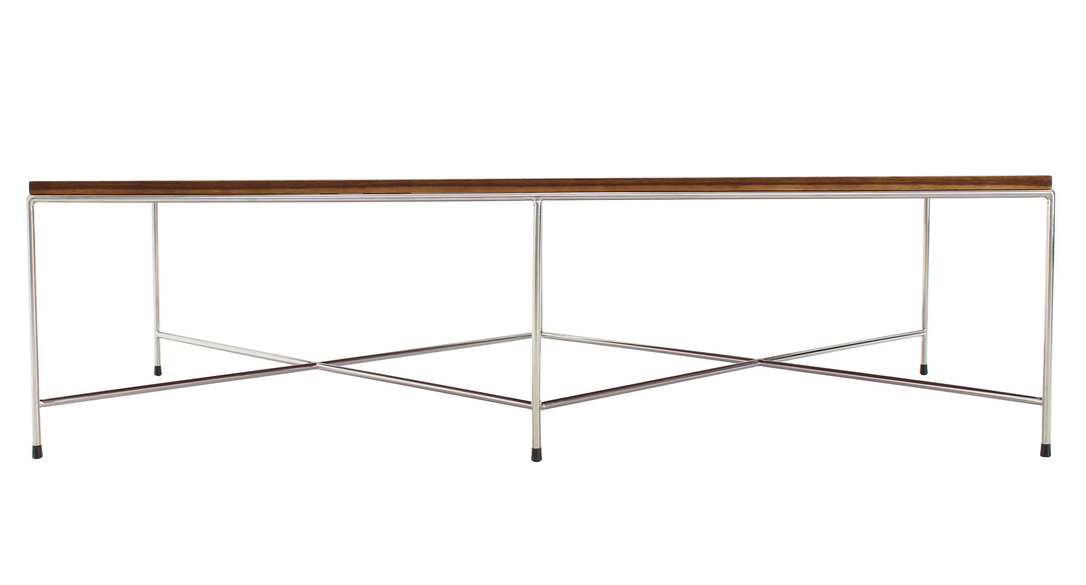 Double X-Base Solid Top Chrome Base Coffee Table 1