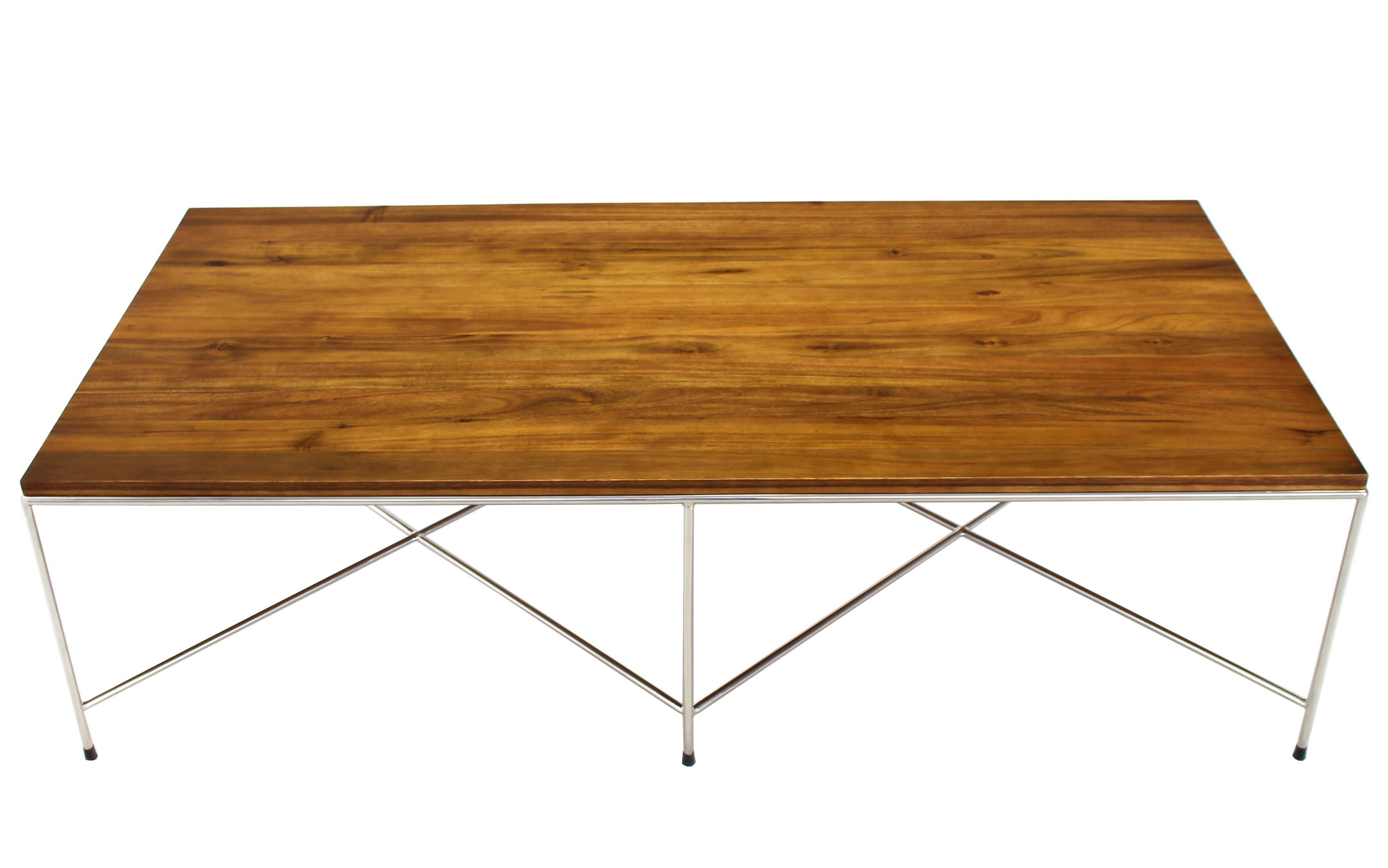 Double X-Base Solid Top Chrome Base Coffee Table 2