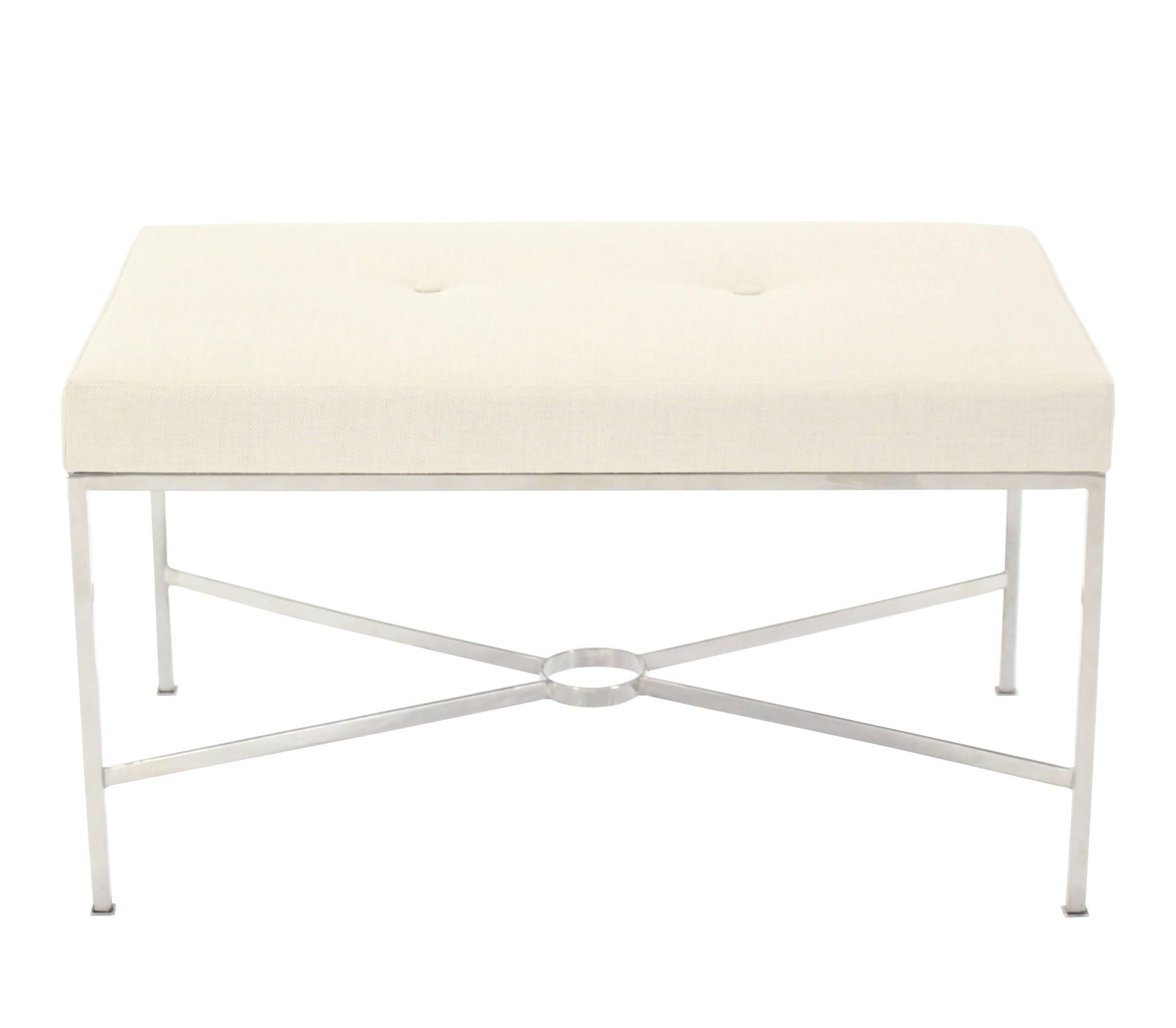American Chrome X-Base Upholstered Top Bench For Sale