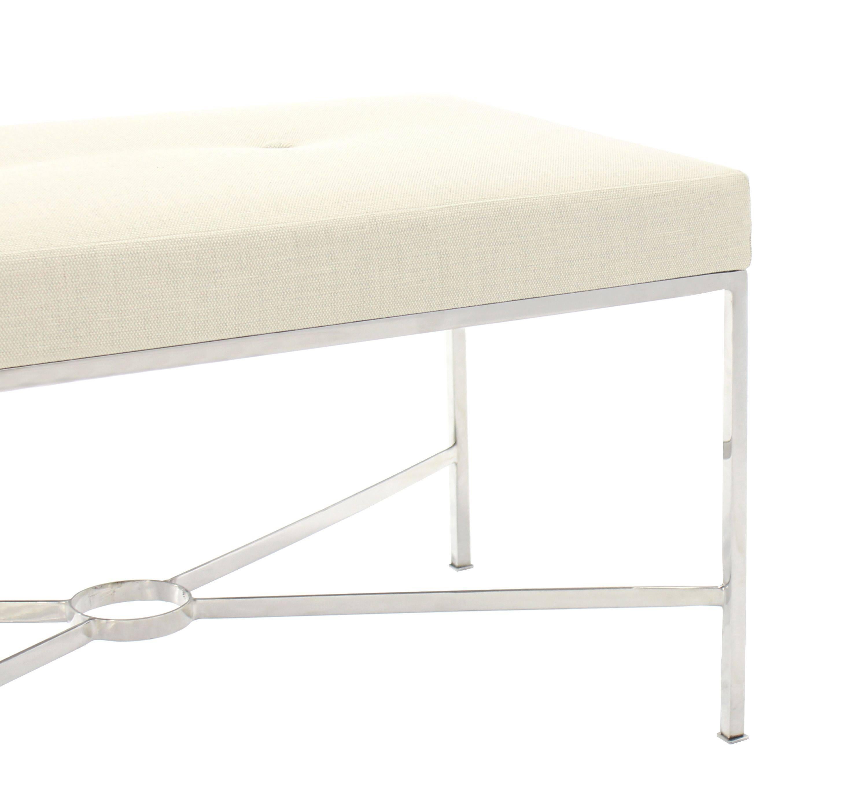 Chrome X-Base Upholstered Top Bench For Sale 1