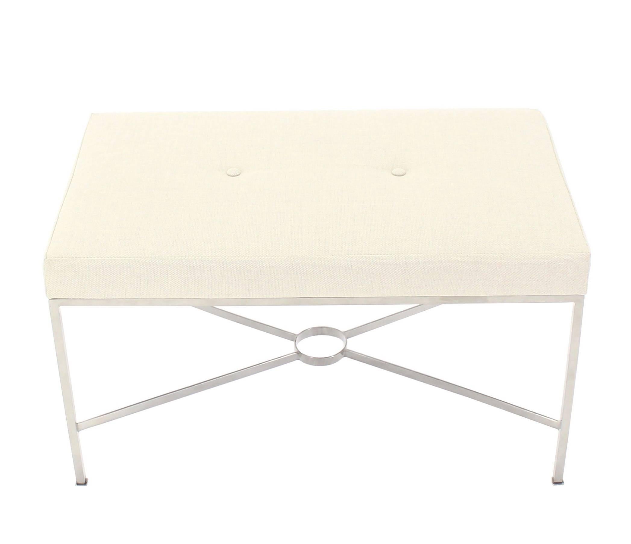 Chrome X-Base Upholstered Top Bench For Sale 3