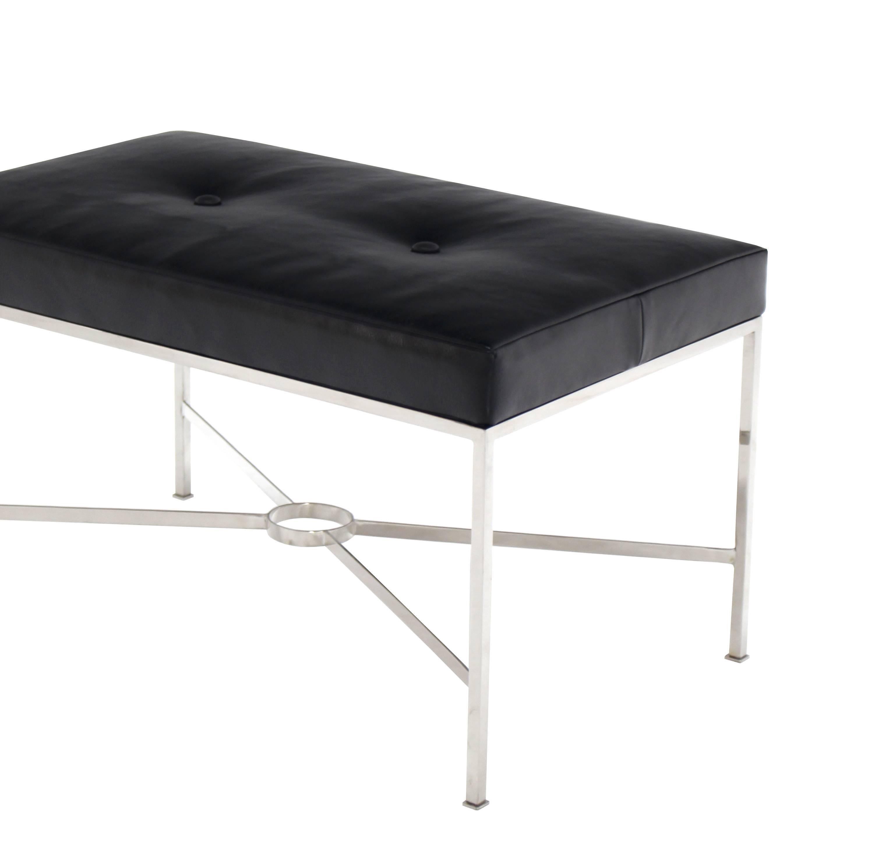 black upholstered bench