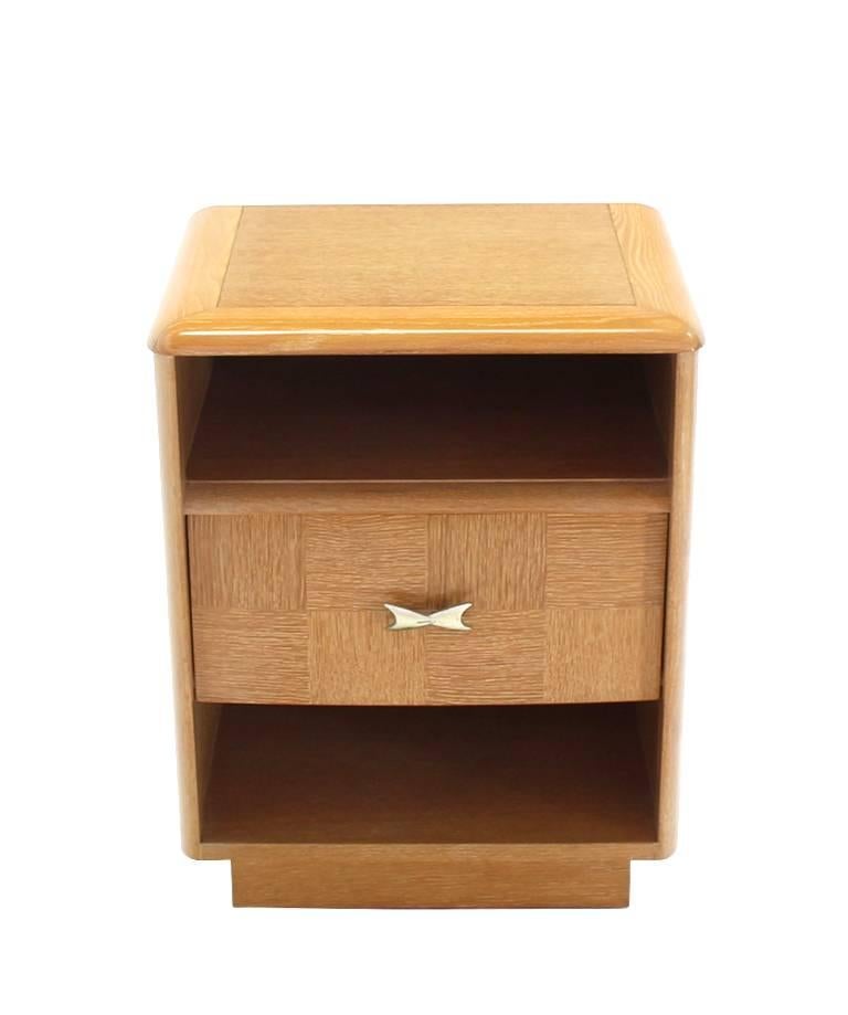 American Pair of Cerused Oak Nightstands For Sale