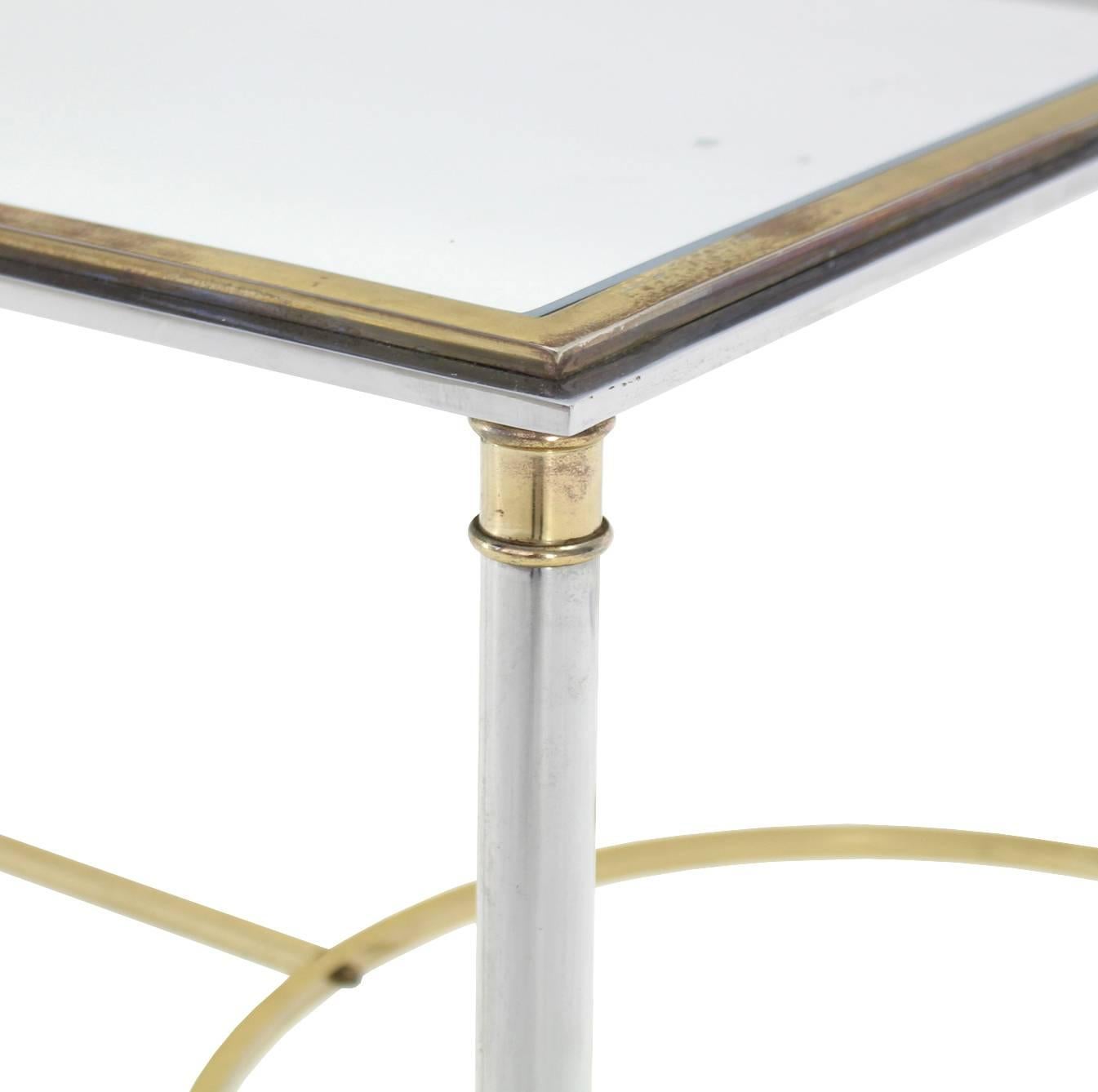 20th Century Glass Chrome and Brass Mid-Century Modern Rectangle Coffee Table