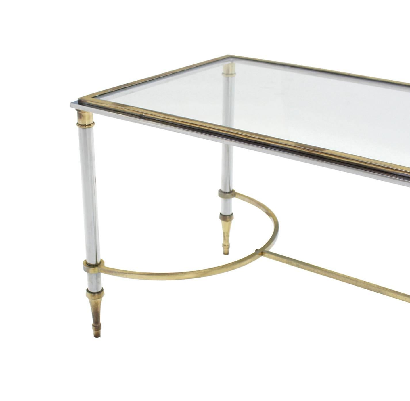 Glass Chrome and Brass Mid-Century Modern Rectangle Coffee Table 4
