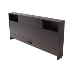 King-Size Mid-Century Modern Headboard with Bookcase