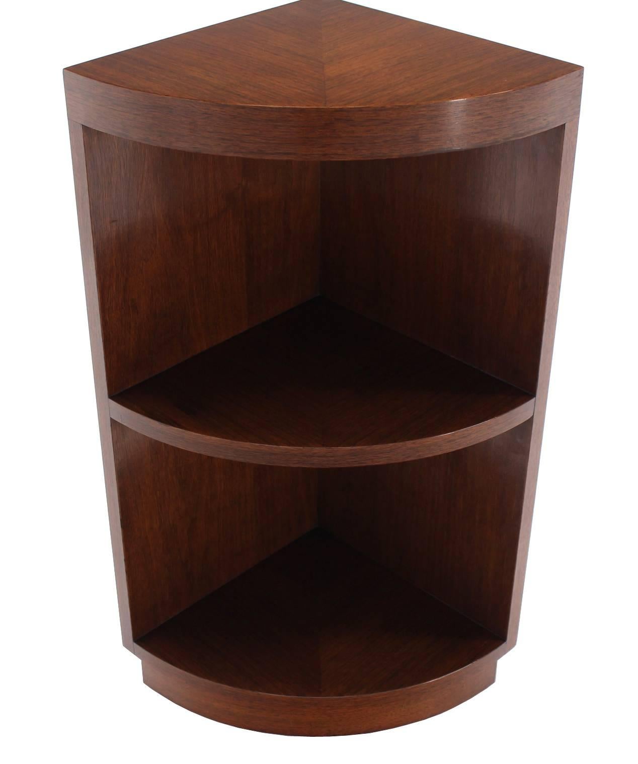 walnut corner shelf unit