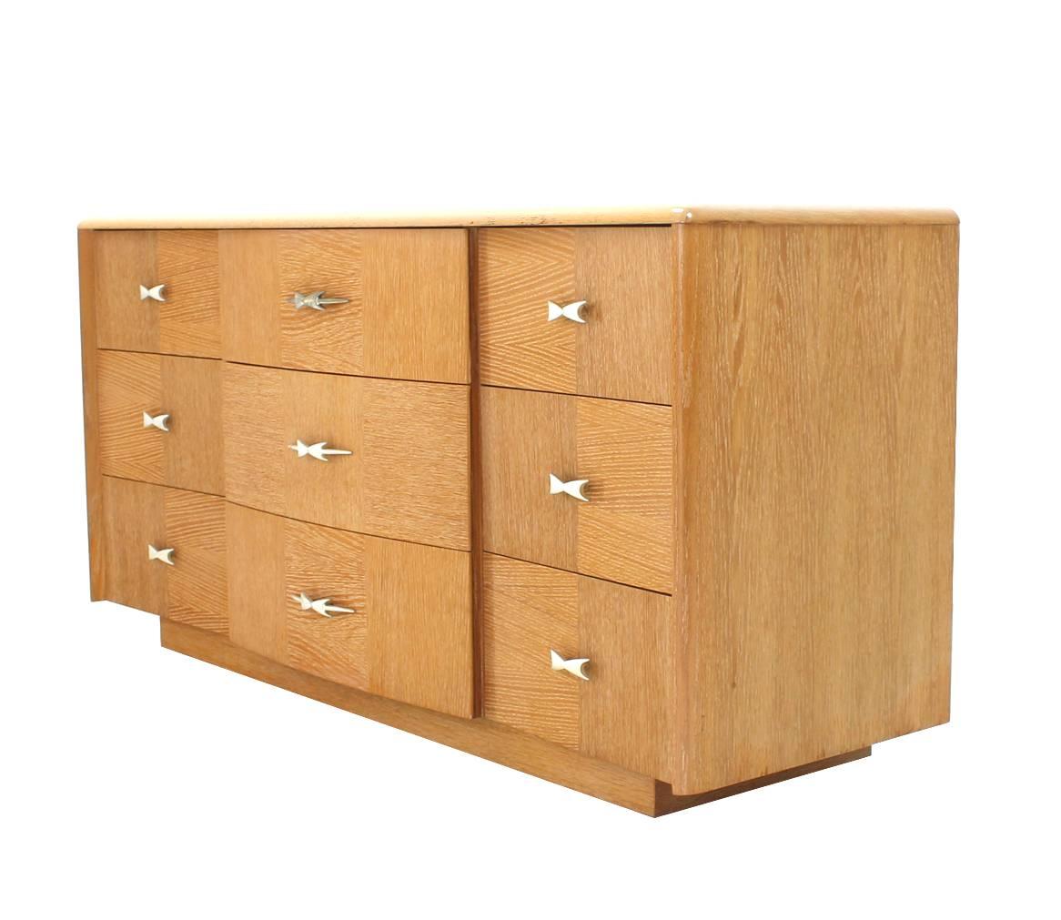 American Cerused Oak Mid-Century Modern Long Dresser For Sale