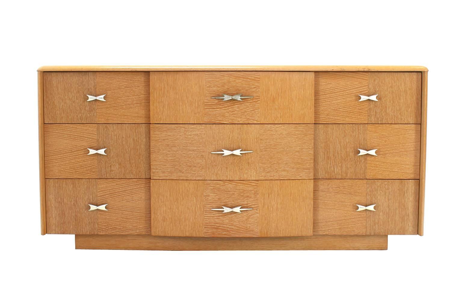 Cerused Oak Mid-Century Modern Long Dresser For Sale 1