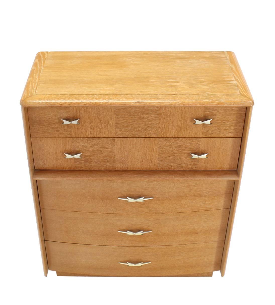 Cerused Oak American Mid-Century Modern High Chest In Good Condition In Rockaway, NJ