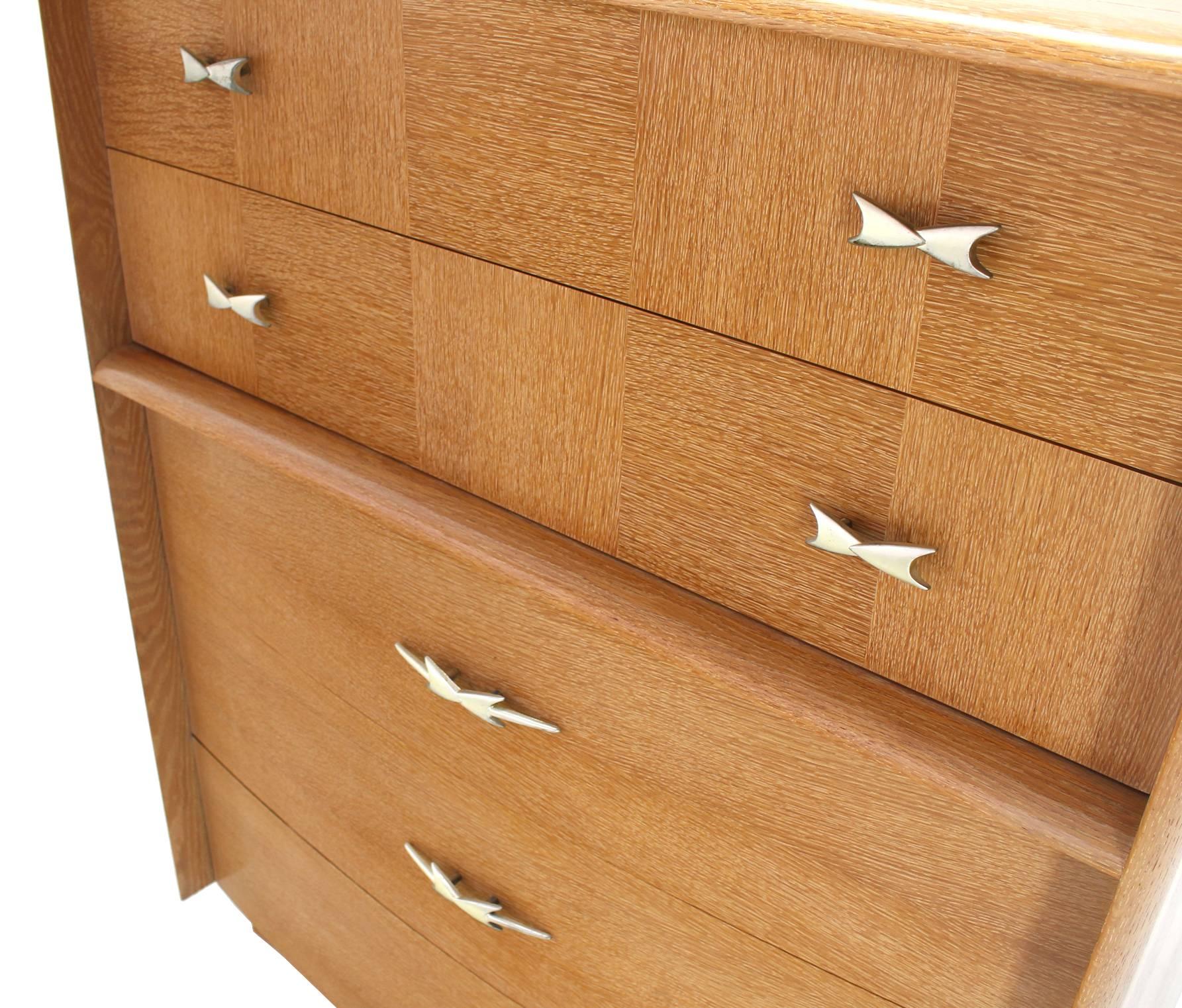 Cerused Oak American Mid-Century Modern High Chest 2