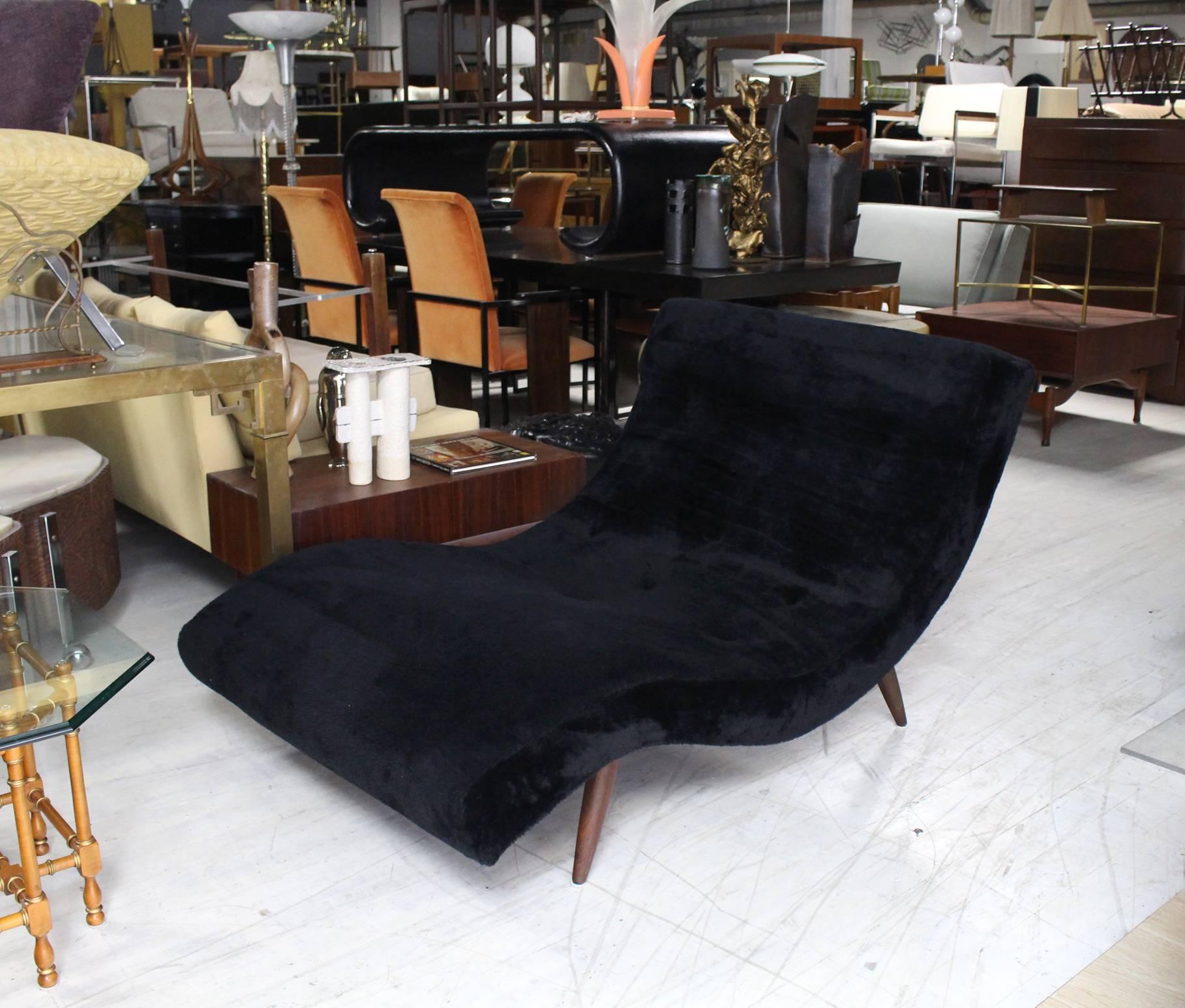 Very nice black upholstery Adrian Pearsall chaise longue.