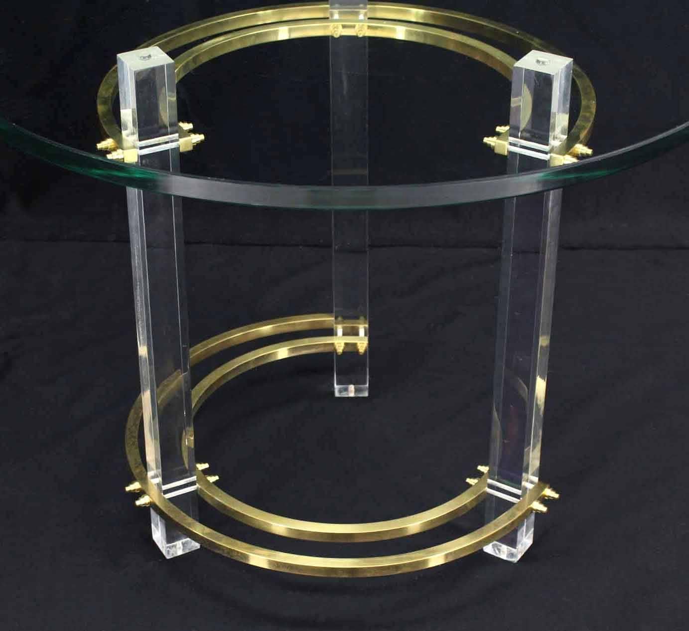 Brass Glass Lucite Mid-Century Round Center Side Table 2