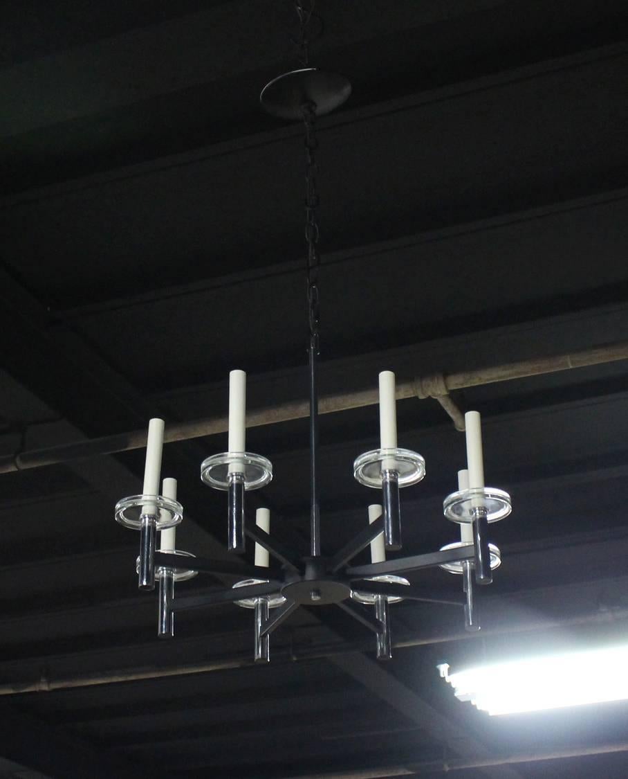 Mid-Century Modern Chrome and Glass Light Fixture For Sale