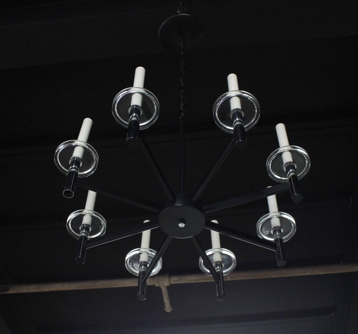 Chrome and Glass Light Fixture For Sale 3