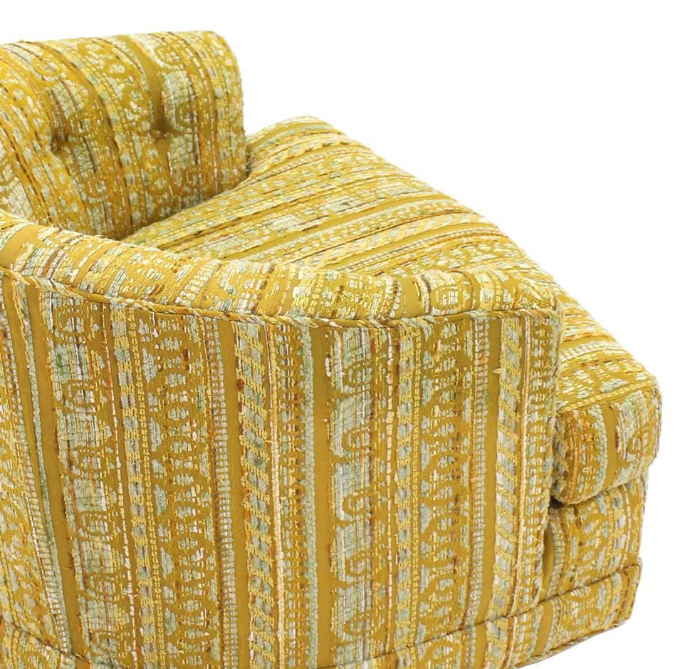 20th Century Barrel Back Walnut Base Swivel Lounge Chair For Sale