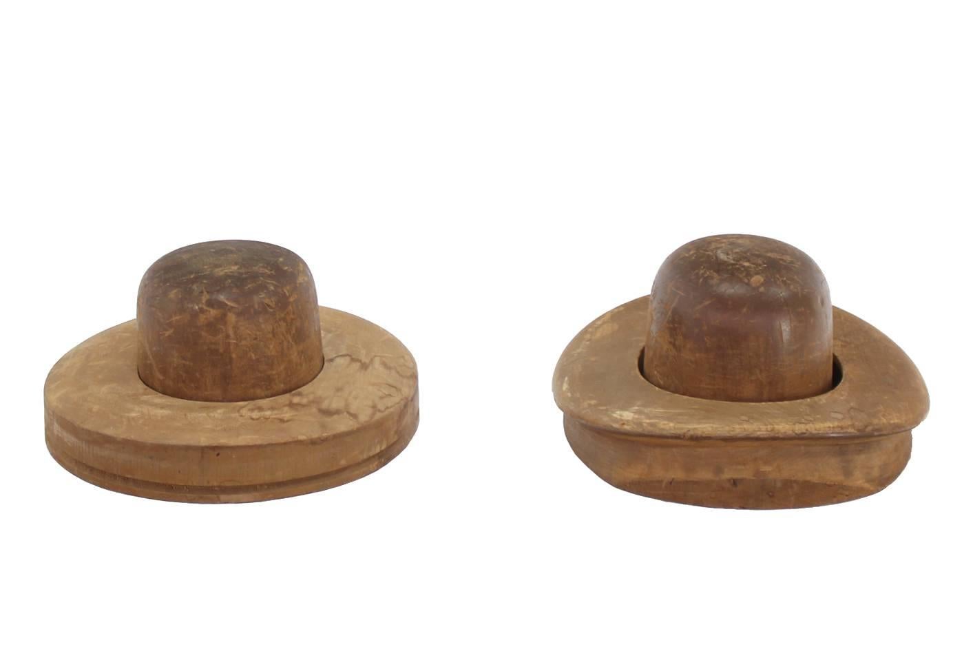 Pair of vintage or antique hat forms, dress forms.