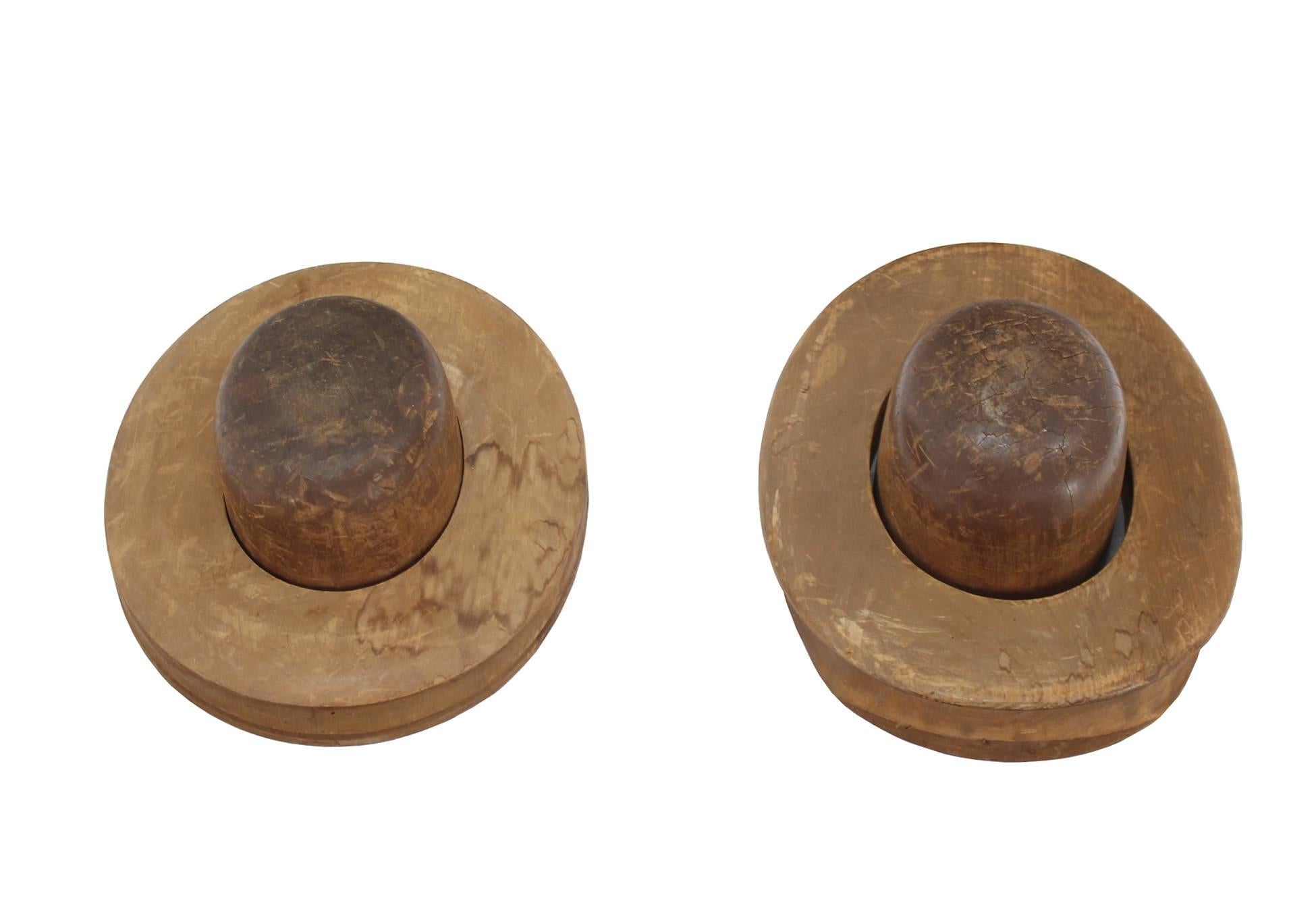 American Pair of Wooden Antique Hat Forms
