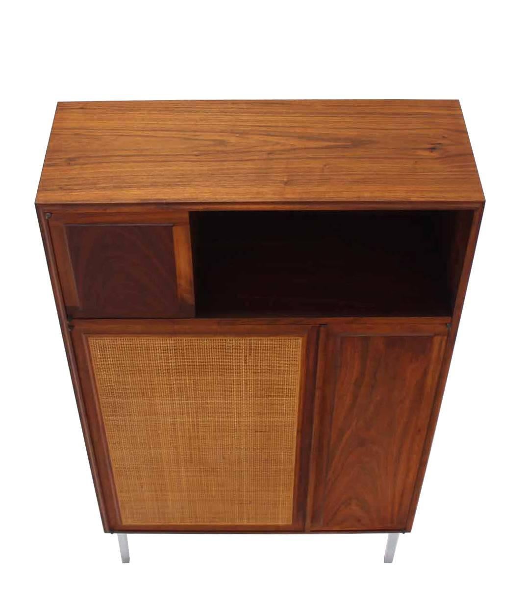 Mid-Century Modern Walnut Cabinet with Cane Door
