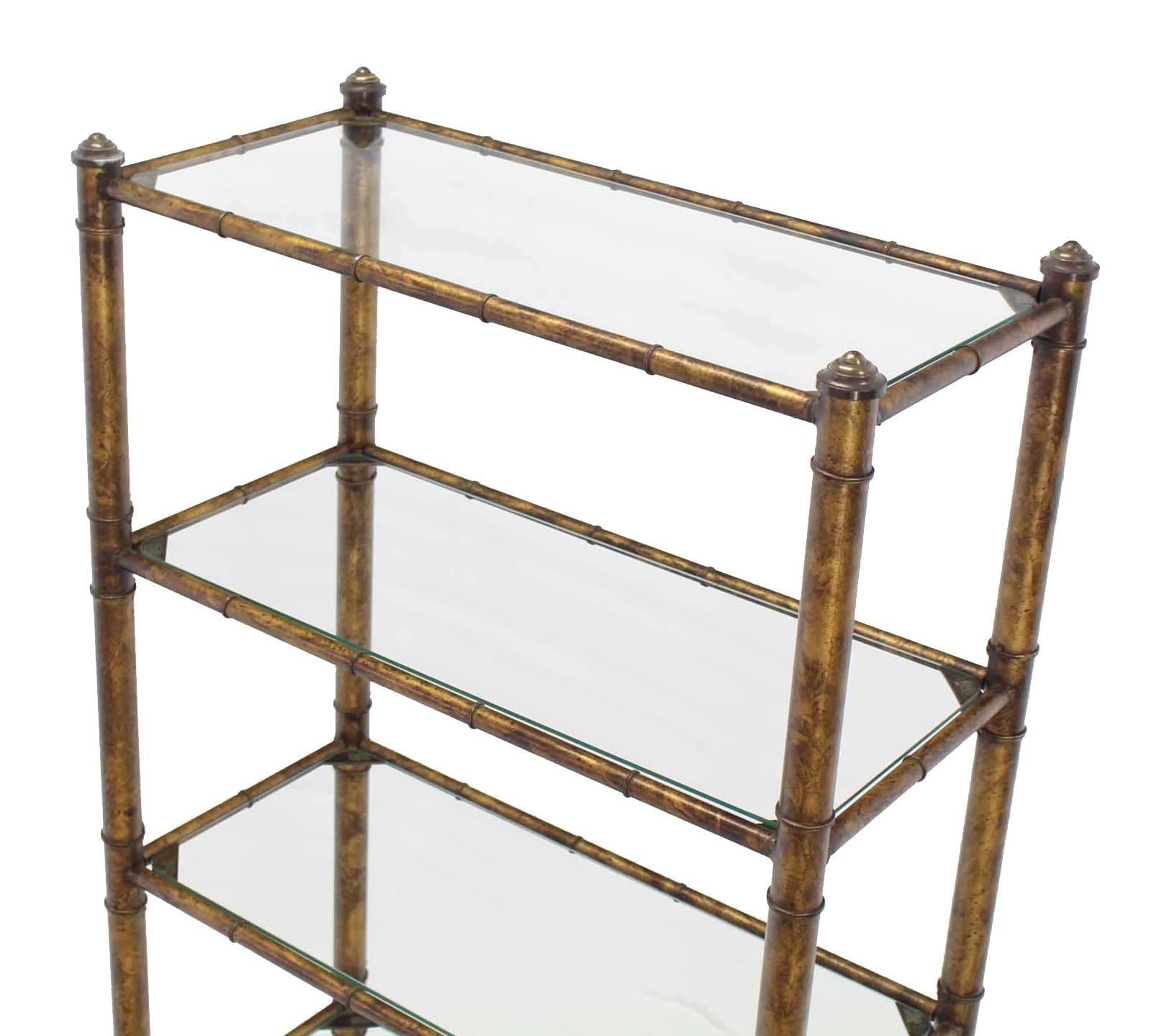 Mid-Century Modern Metal Faux Bamboo Shelf