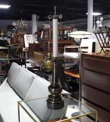 Mid-Century Brass Lotus Motif Table Lamp