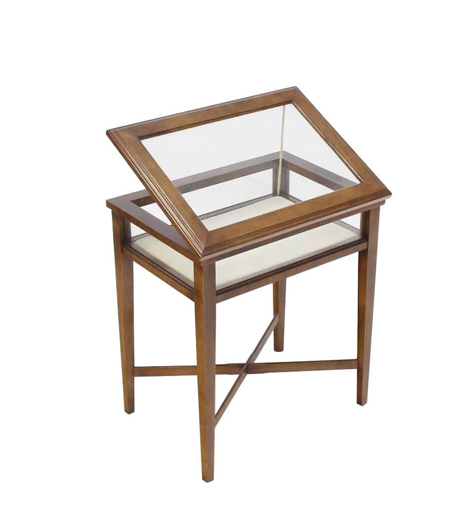 20th Century Small Lift Top End Table Display Case