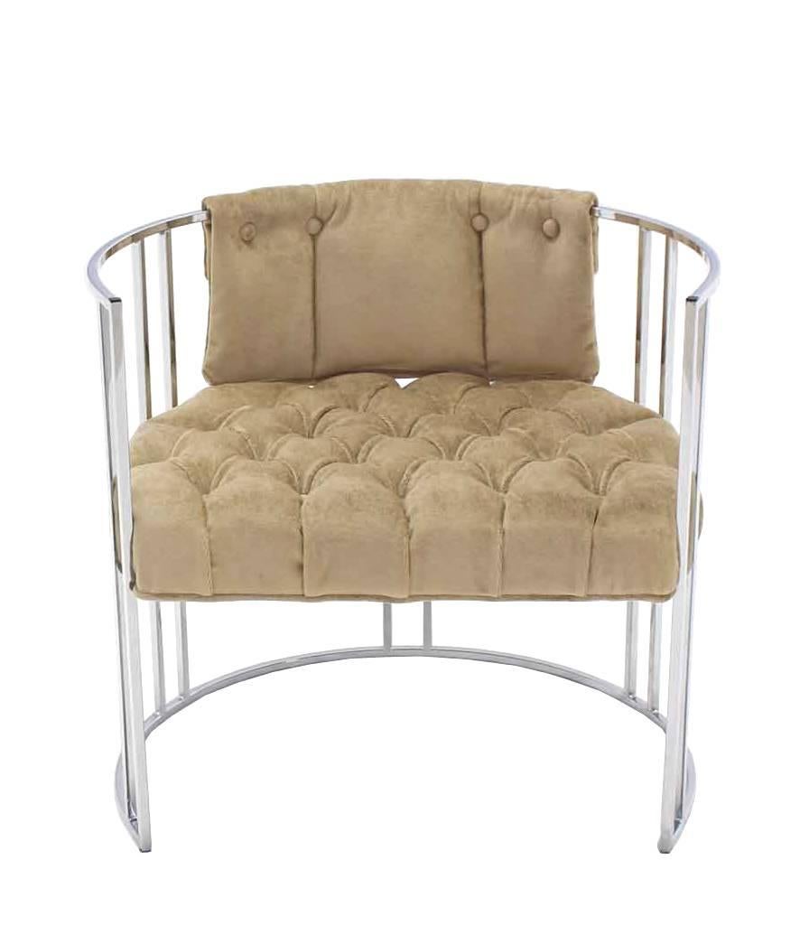 Barrel shape chrome Mid-Century Modern chair.