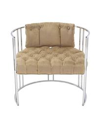 Verchromter Chrom-Loungesessel, neue Mohair-Polsterung