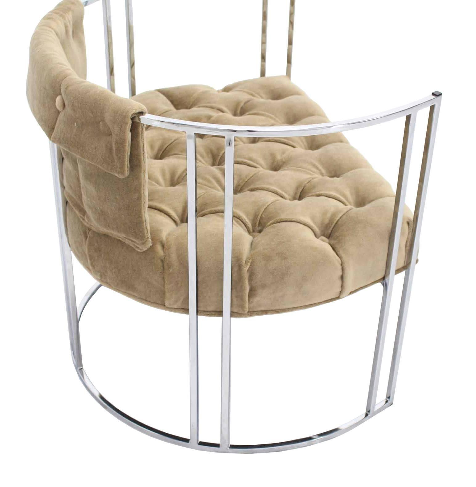 Chrome Lounge Chair New Mohair Upholstery In Excellent Condition For Sale In Rockaway, NJ