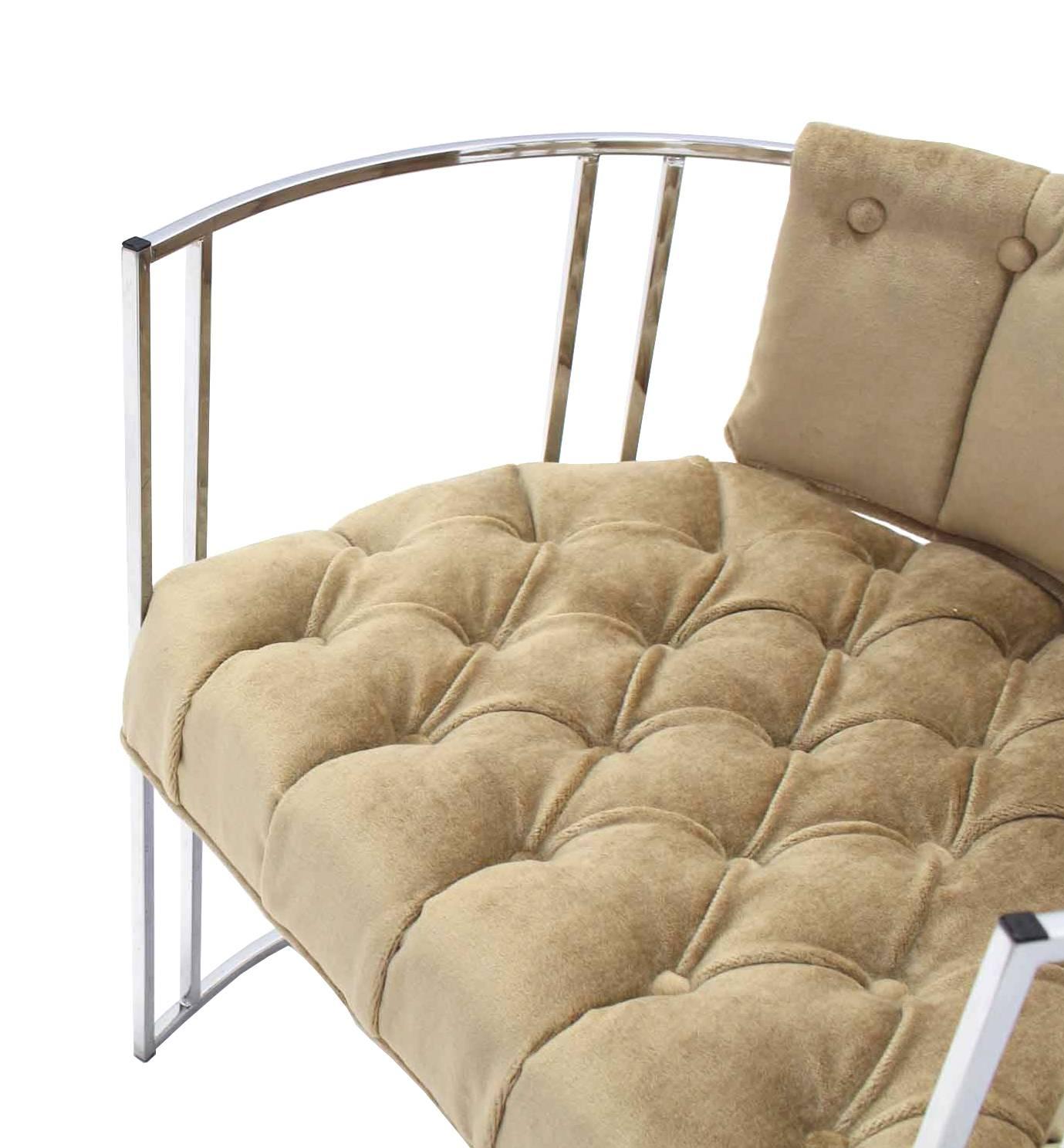 20th Century Chrome Lounge Chair New Mohair Upholstery For Sale